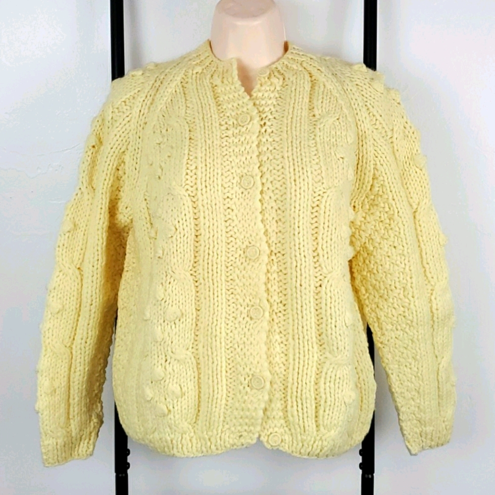 Vintage Mc.Curdy&Company Rochester knit cardigan yellow chunky Size 38 wool